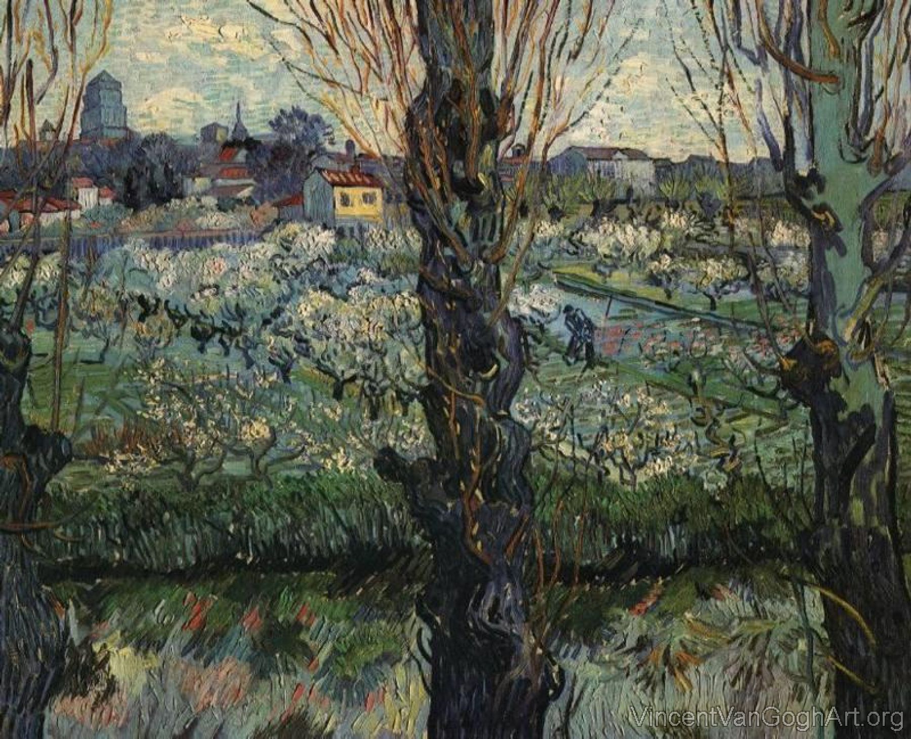 Orchard in Bloom with View of Arles II